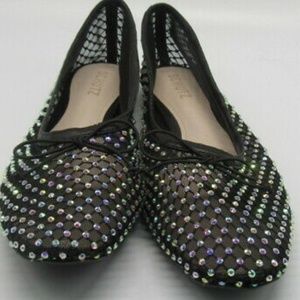 SCHUTZ Black and Multicolor Embellished Flats